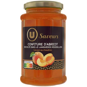 Image de U SAVEURS
Confiture d'abricots récoltés dans le Languedoc-Roussillon ,pot de