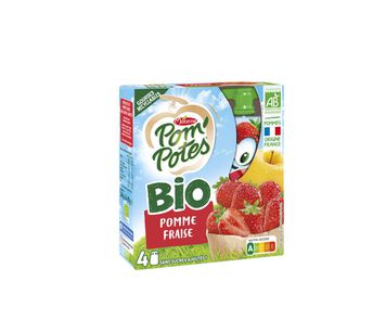 Image de POMP¨POTES bio pomme fraise 30% sucre en moins materne