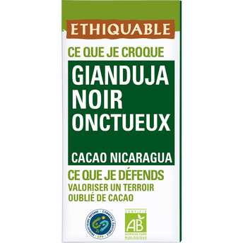 Image de ETHIQUABLE - Chocolat noir Gianduja Onctueux BIO - la tablette de