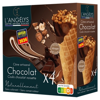 Image de Cône crème glacée chocolat coulis chocolat L'ANGELYS