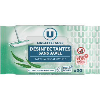 Image de U
Lingettes imprégnées multi-surfaces désinfectantes sans javel fraîcheur eucalyptus