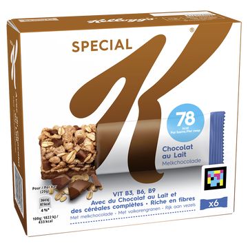 Kellogg's Barres Céréales Special K Kellogg's Chocolat Au Lait, 6x20g