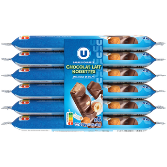 Image de U
Barre fourrées chocolat lait noisettes sans palme 6x2