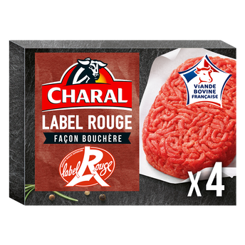 Image de Steaks hachés pur boeuf 12% MG, Label Rouge Façon Bouchère CHARAL, 4x110g