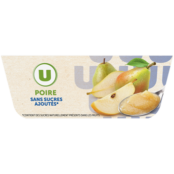 Image de U
Dessert fruitier coupelle Poire sans sucres ajoutés