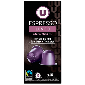 Image de U
Café capsules ESPRESSO LUNGO N°6 - compatible NESPRESSO
