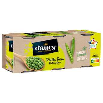 Image de Petits pois extra fins D'AUCY - 3 Boîtes de 140g net