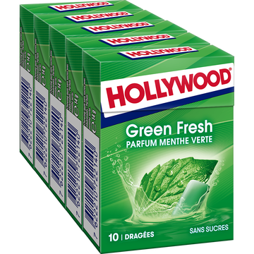 Hollywood Hollywood Greenfresh, Sans Sucres Pentapack 5x10 Dragées 70g