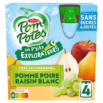 Image de Compotes Gourdes Les P'tits Explorateurs Les Pharaons Pomme Poire Raisin Blanc POM'POTES