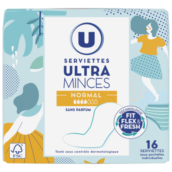 Image de U
Serviettes hygiéniques ultra mince normale pliées