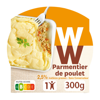 Image de Parmentier de poulet carottes et oignons WW , barquette micro-ondable