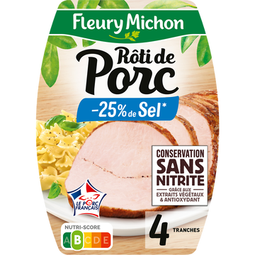 Fleury Michon Rôti De Porc Cuit -25% Sel Fleury Michon 4 Tranches 160g