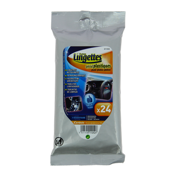 Image de Lingette nettoyant plastique, CARLINEA, 18x20cm, en sachet à fenêtre àrabat adhésif, 24 unités