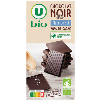 Image de U BIO
Chocolat noir fleur de sel, tablette de