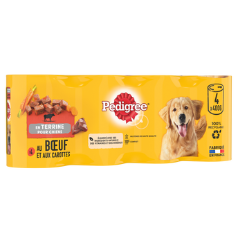 Image de Boîtes chien en terrine au boeuf et aux carottes PEDIGREE