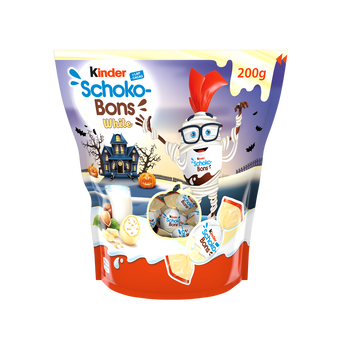 Image de Bonbons chocolat supérieur au lait fourés lait et noisettes schokobonswhite KINDER