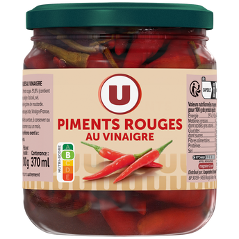 Image de U
Piments rouges au vinaigre bocal 27cl