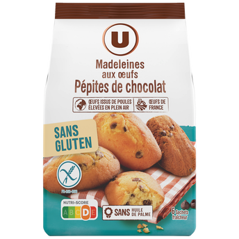 Image de U SANS GLUTEN
Madeleines aux oeufs pépites de chocolat sans gluten