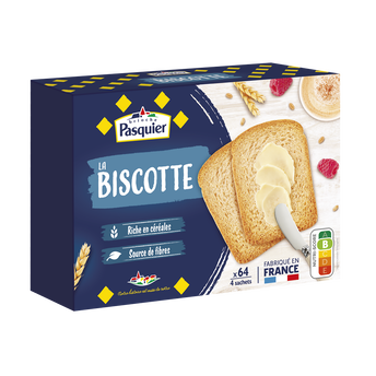 Image de Biscottes au froment PASQUIER, 64 tranches soit