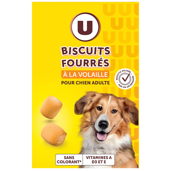 Image de U
Friandises Biscuits pour chien adulte fourrés à la volaille - Paquet de