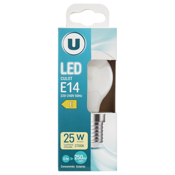 Image de U
Ampoule Led Mini ronde 25w e14 opaque lumière