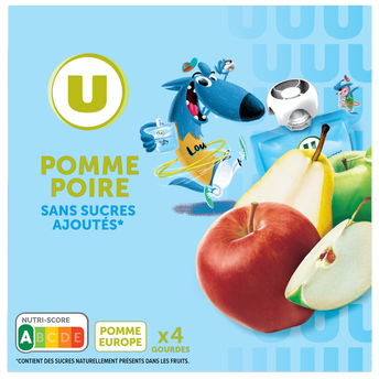 Image de U
Dessert fruitier Gourdes compote pomme poire sans sucre ajouté