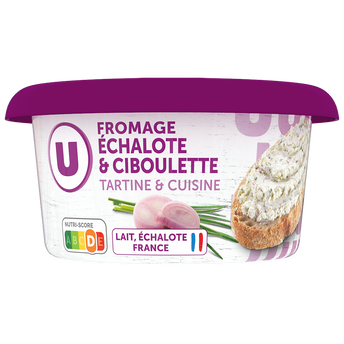 Image de U
Fromage à tartiner au lait pasteurisé échalote ciboulette 23% de
