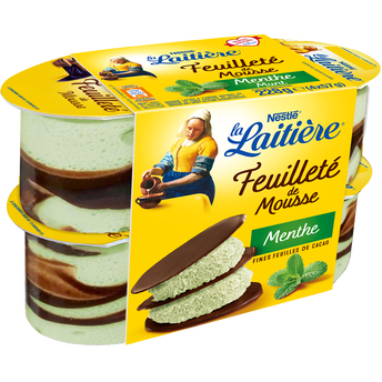 Image de Feuilleté de Mousse Menthe-chocolat LA LAITIERE - 4 pots de