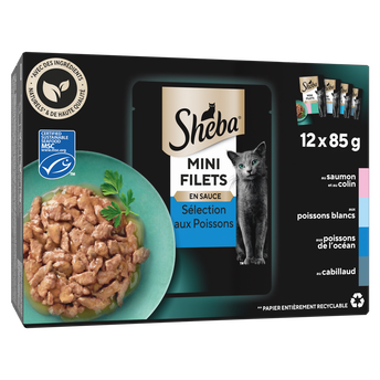 Image de Sachets fraîcheur chat Mini filets aux poissons en sauce SHEBA