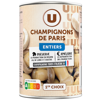 Image de U
Champignons de Paris entiers 1er choix - Boîte