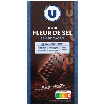 Image de U
Chocolat noir dégustation 72% de cacao et fleur de sel  Tablette