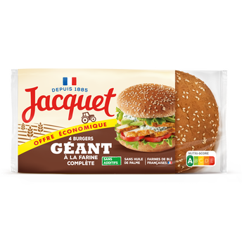 Image de Pain de mie hamburger géant complet JACQUET x4 soit 350g offre