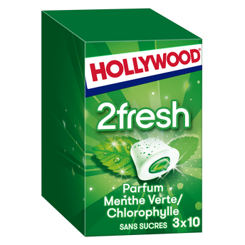 Image de HOLLYWOOD 2Fresh menthe verte s/sucres, 3x10 dragées