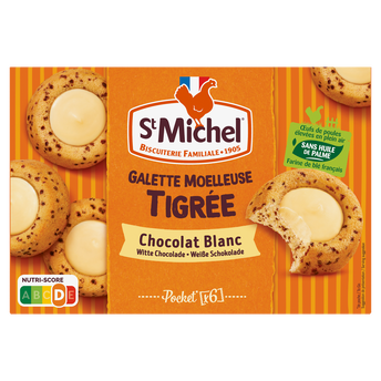 Image de Galette moelleuse tigrée nappée au chocolat blanc, ST MICHEL
