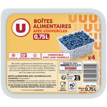 Image de U
Boîtes plastiques micro onde, 4x0,75