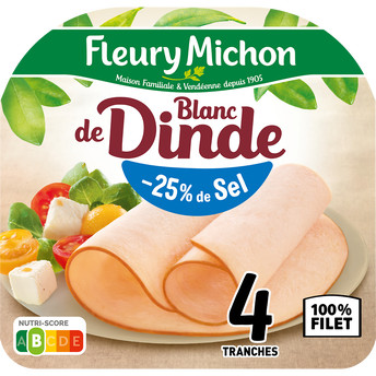 Image de Blanc de dinde doré au four -25% sel FLEURY MICHON, 4 tranches