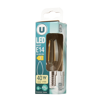Image de U
Ampoule Led flamme 40w E14 transparente lumière