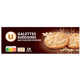 Image de U
Biscuits Galettes suédoises aux flocons d'avoine nature 14 Biscuits Galettes