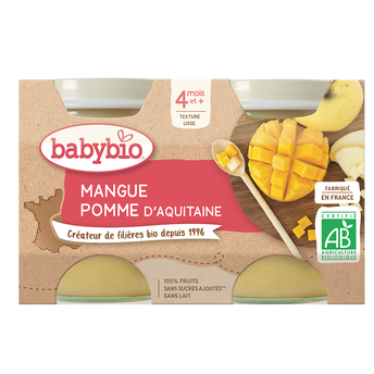 Image de Purée de pomme et mangue BABYBIO, 2 pots de