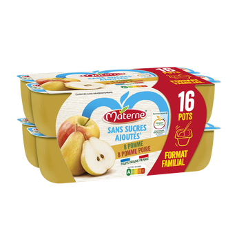 Image de Dessert fruitier pomme poire sans sucres ajoutés MATERNE coupelle, 16x100g format