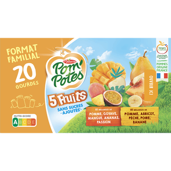 Image de Compotes Gourdes 5 Fruits Jaunes & Exotiques POM'POTES