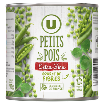 Image de U
Petits pois extra-fins - Boîte de 280g net