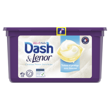 Dash Lessive Pods 2 En 1 Peaux Sensibles Dash X33 Doses (833g)