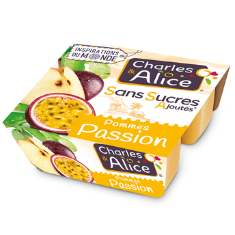 Image de Dessert fruitier Pomme Passion Sans Sucres Ajoutés CHARLES & ALICE -4pots de