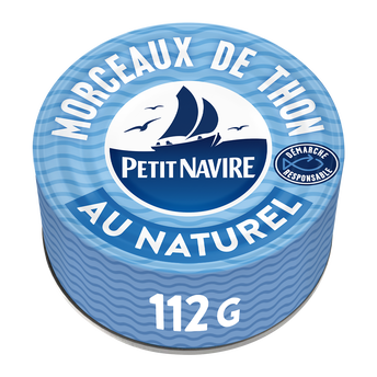 Image de Morceaux de Thon au Naturel Démarche Responsable PETIT NAVIRE - 112gpoids net