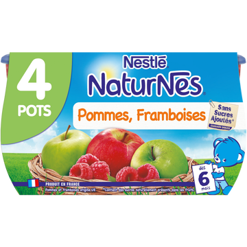Nestlé Compote Pomme Framboise Naturnes, Dès 6 Mois, 4x130g
