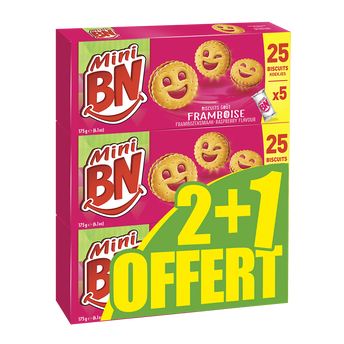 Image de Mini biscuits fourrés framboise BN, x5 pochons