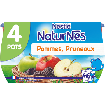 Nestlé Compote Pomme Pruneaux Naturnes, Dès 4-6 Mois, 4x130g