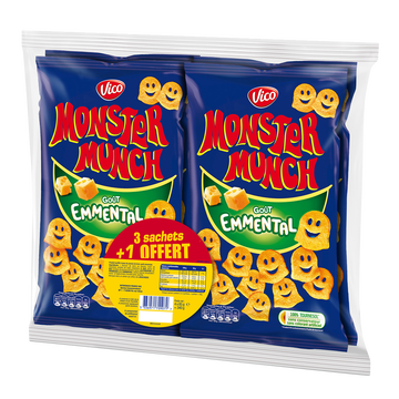 Monster Munch Chips Emmental Monster Munch Vico, 3x85g + 1 Offert