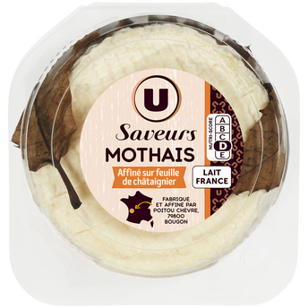 Image de U SAVEURS
Mothais affiné au lait de chèvre pasteurisé sur feuille de châtaignier25% de MG